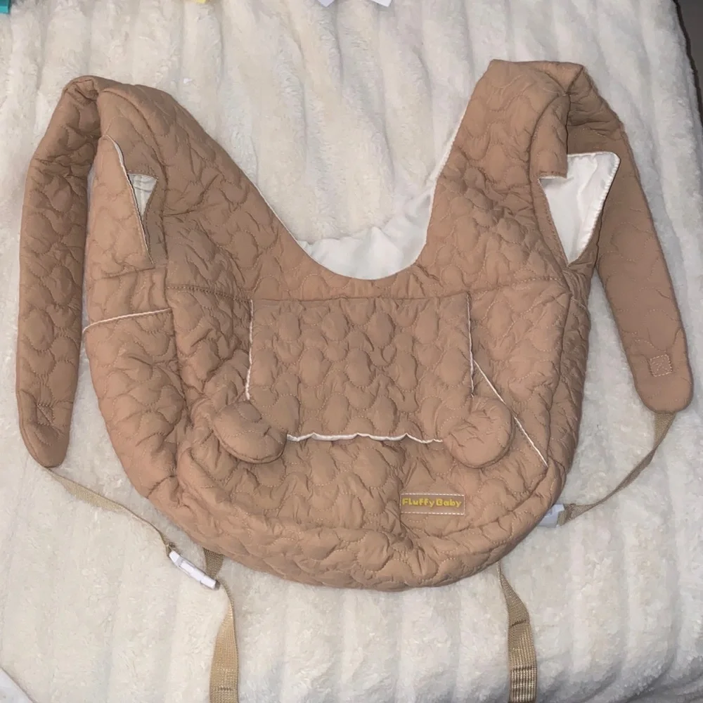 Pet Carrier Backpack Dog Cat Front Backpack Chest Carrier quilted tan cream